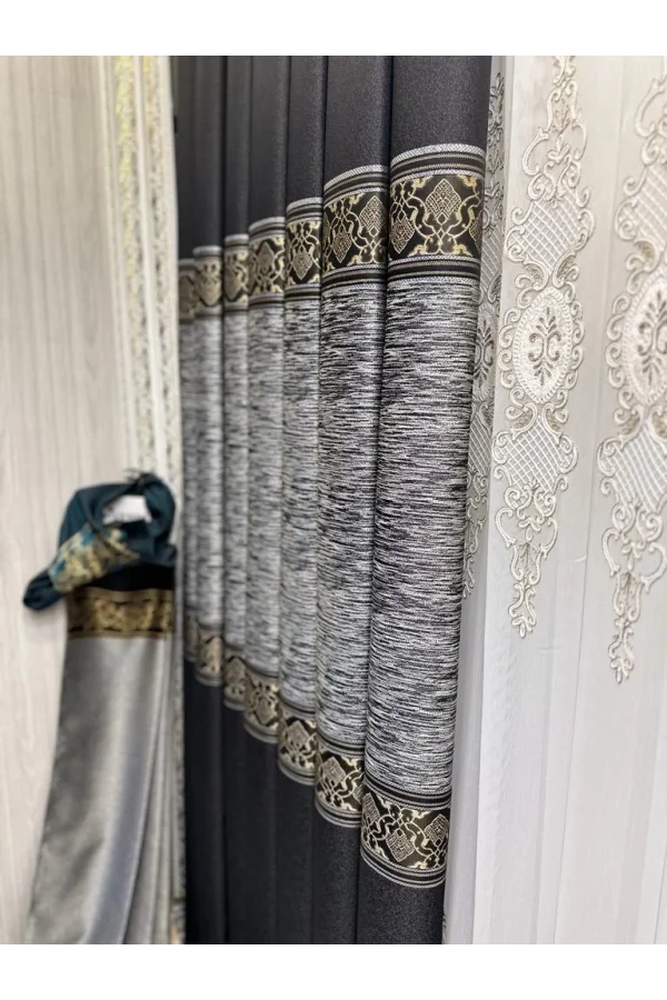 NİVEMESHOME ЛИКЬЯ FT632120 V-902 ЧЕРНЫЙ 1/3 ПЛОТНЫЙ ПЛЕТЕНЫЙ ЗАНАВЕС APM