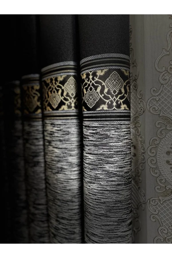 NİVEMESHOME ЛИКЬЯ FT632120 V-902 ЧЕРНЫЙ 1/3 ПЛОТНЫЙ ПЛЕТЕНЫЙ ЗАНАВЕС APM