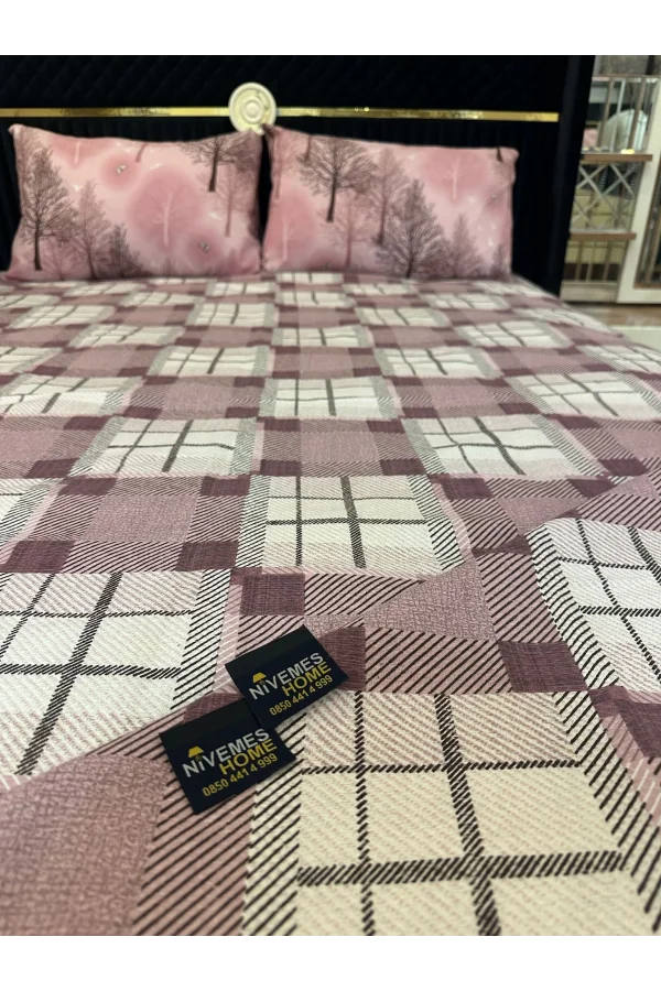 Colcha de piqué individual con estampado de pizarra NIVEMESHOME en lila de 200x230 cm