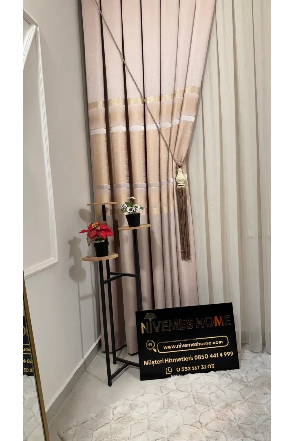 NİVEMESHOME NEUE SAISON LEINEN 1/3 DICK GEFALTETER VORHANG VON PERDE APM