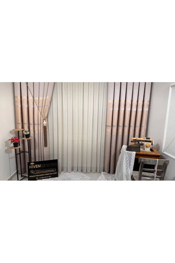 NİVEMESHOME NEUE SAISON LEINEN 1/3 DICK GEFALTETER VORHANG VON PERDE APM