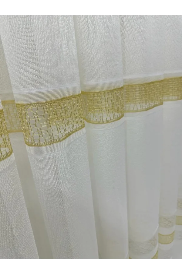 NIVEMESHOME LOTUS GOLD cortina de tul con bordado de terciopelo 1/3 densa