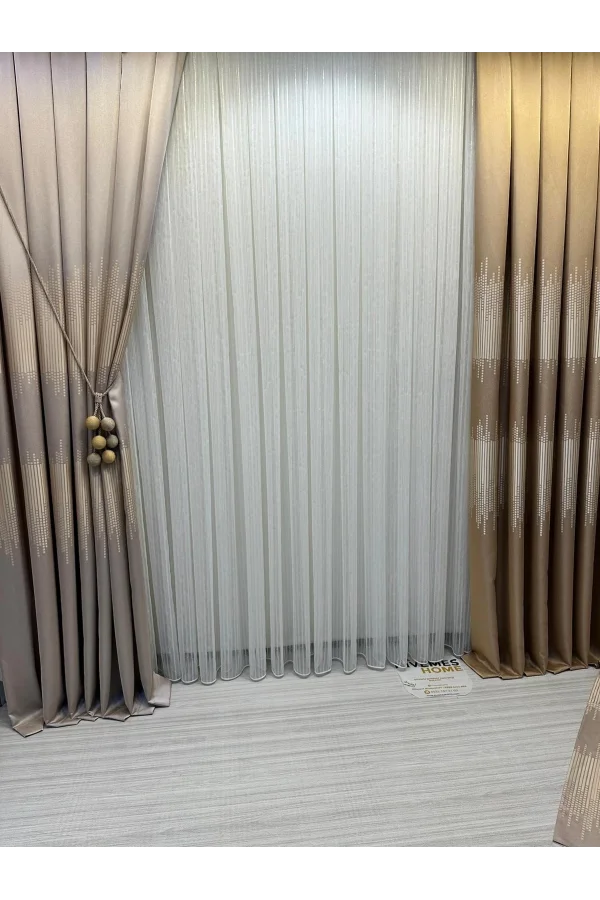 NİVEMESHOME LUGANO V-102 1/3 SICHTBARE GERAFFTE TÜLLVORHÄNGE APM