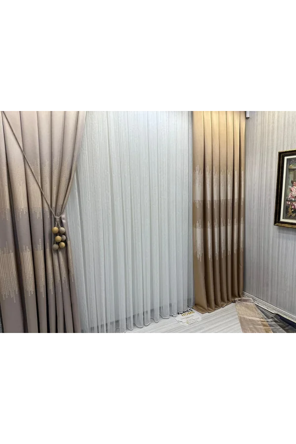 NİVEMESHOME LUGANO V-102 1/3 SICHTBARE GERAFFTE TÜLLVORHÄNGE APM