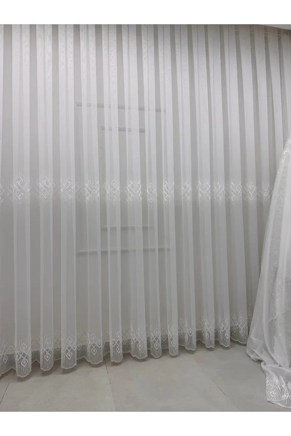 NİVEMESHOME LUNA GEOMÉTRICO 1/3 CORTINA DE TUL PLISADA APILADA