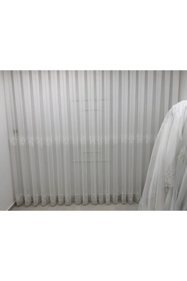 NİVEMESHOME LUNA GEOMÉTRICO 1/3 CORTINA DE TUL PLISADA APILADA