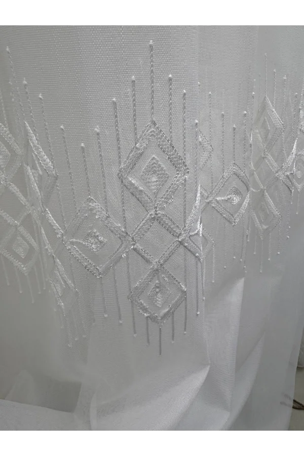 NİVEMESHOME LUNA GEOMÉTRICO 1/3 CORTINA DE TUL PLISADA APILADA