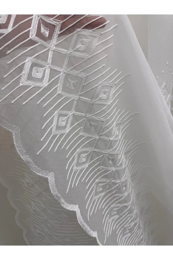 NİVEMESHOME LUNA GEOMÉTRICO 1/3 CORTINA DE TUL PLISADA APILADA