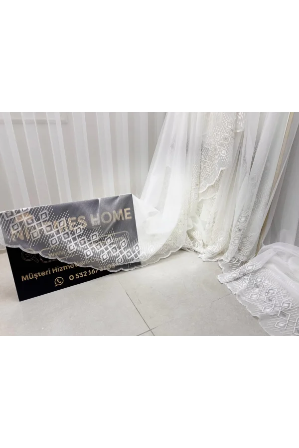 NİVEMESHOME LUNA GEOMÉTRICO 1/3 CORTINA DE TUL PLISADA APILADA