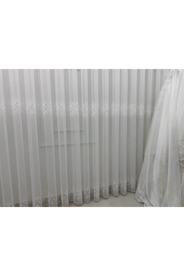 NİVEMESHOME LUNA GEOMÉTRICO 1/3 CORTINA DE TUL PLISADA APILADA