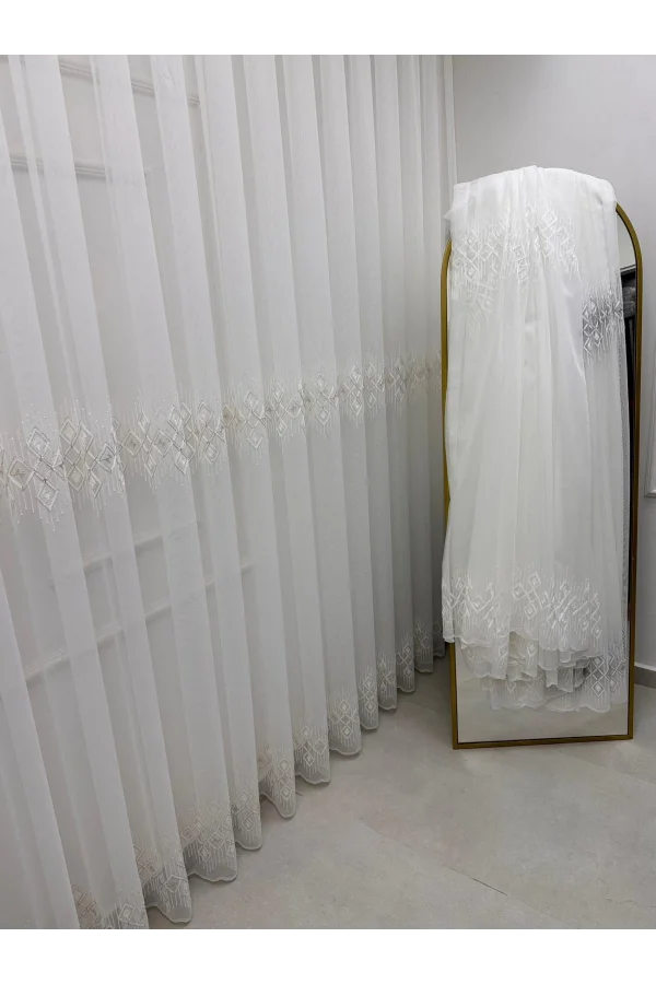 NİVEMESHOME LUNA GEOMÉTRICO PATRÓN DE ORO 1/3 TUL PLISADO DENSO APM