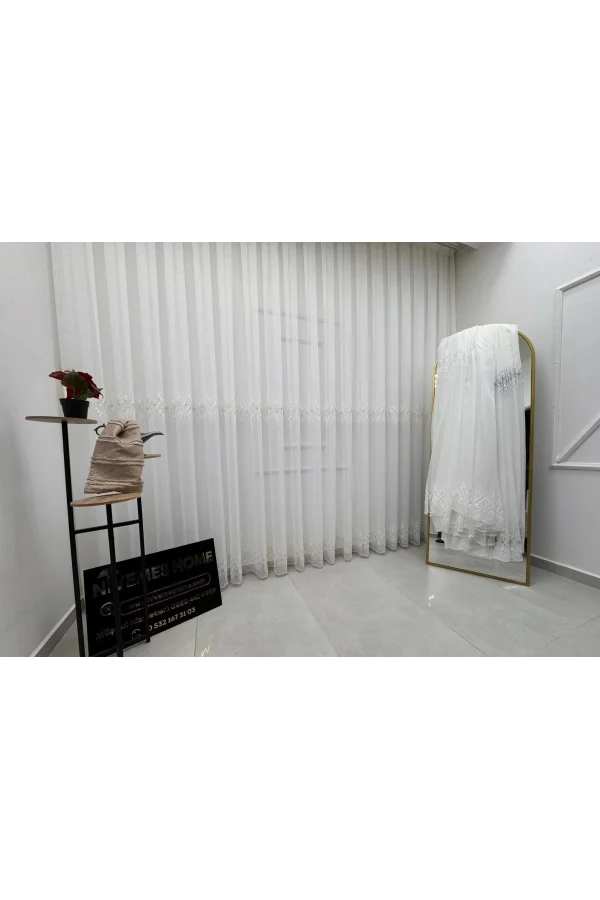 NİVEMESHOME LUNA GEOMÉTRICO PATRÓN DE ORO 1/3 TUL PLISADO DENSO APM