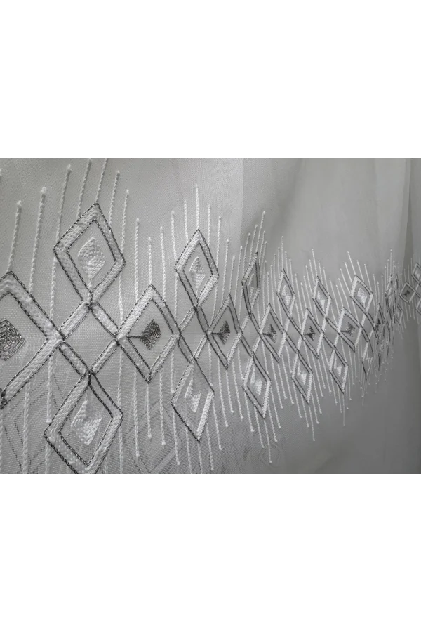 NİVEMESHOME LUNA ГЕОМЕТРИЧЕСКИЙ УЗОРЧАТЫЙ СЕРЕБРЯНЫЙ 1/3 ПЛОТНО ПОСАДОЧНАЯ ШТОРА ТЮЛЬ APM