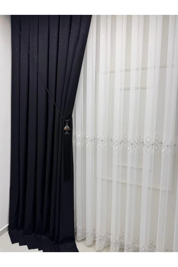 NİVEMESHOME LUNA ГЕОМЕТРИЧЕСКИЙ УЗОРЧАТЫЙ СЕРЕБРЯНЫЙ 1/3 ПЛОТНО ПОСАДОЧНАЯ ШТОРА ТЮЛЬ APM