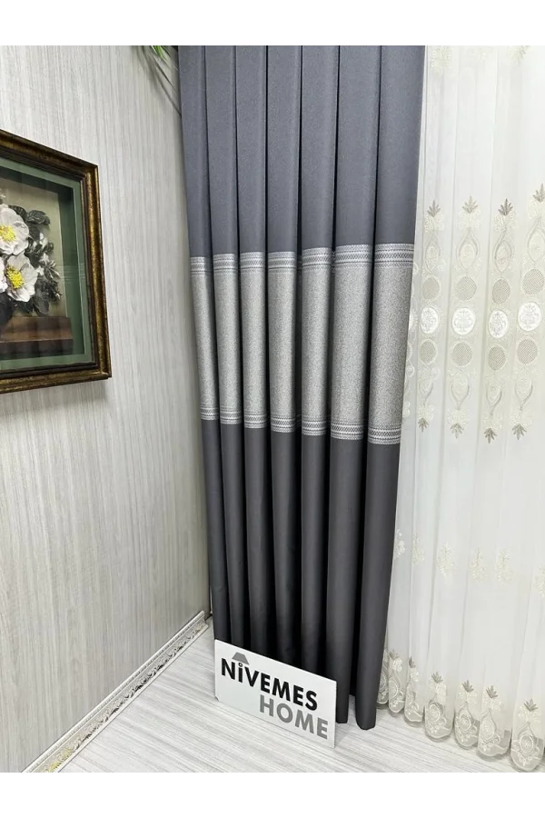 NİVEMESHOME MANAVGAT АНТРАЦИТ FT632113 V-2505 1/3 ПЛОТНО ШТАПЕЛИРОВАННЫЙ ФОНОВЫЙ ШТОРЫ APM