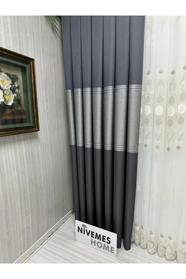 NİVEMESHOME MANAVGAT АНТРАЦИТ FT632113 V-2505 1/3 ПЛОТНО ШТАПЕЛИРОВАННЫЙ ФОНОВЫЙ ШТОРЫ APM