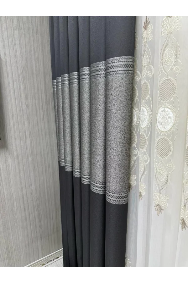 NİVEMESHOME MANAVGAT АНТРАЦИТ FT632113 V-2505 1/3 ПЛОТНО ШТАПЕЛИРОВАННЫЙ ФОНОВЫЙ ШТОРЫ APM