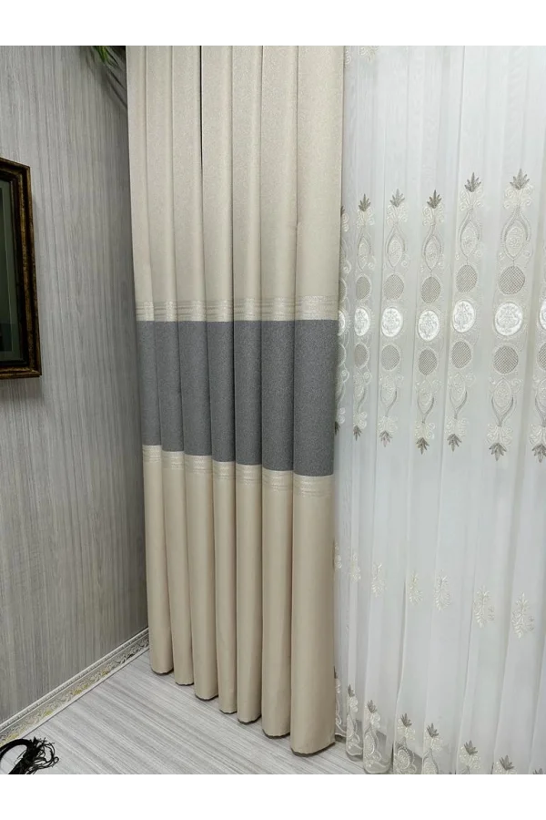 NİVEMESHOME MANAVGAT CREMA FT632113 V-113 1/3 TESSUTO GOFFRATO TENDA A STRATI