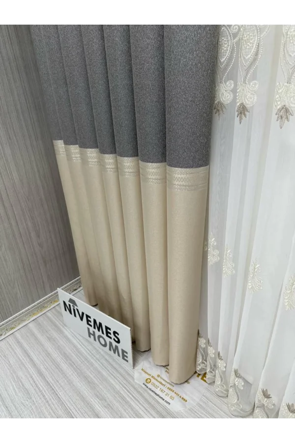 NİVEMESHOME MANAVGAT CREMA FT632113 V-113 1/3 TESSUTO GOFFRATO TENDA A STRATI