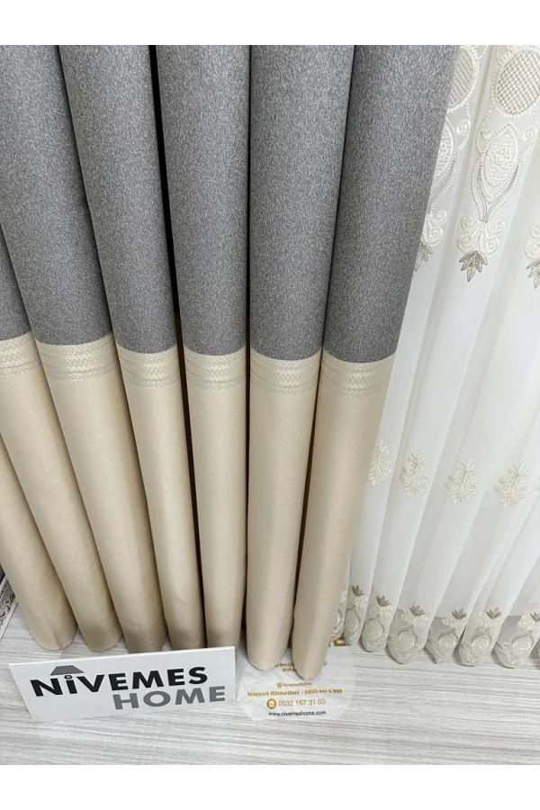 NİVEMESHOME MANAVGAT CREMA FT632113 V-113 1/3 TESSUTO GOFFRATO TENDA A STRATI