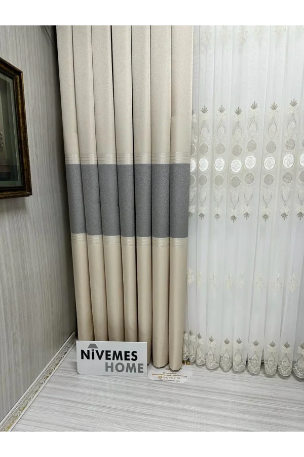 NİVEMESHOME MANAVGAT CREMA FT632113 V-113 1/3 TESSUTO GOFFRATO TENDA A STRATI