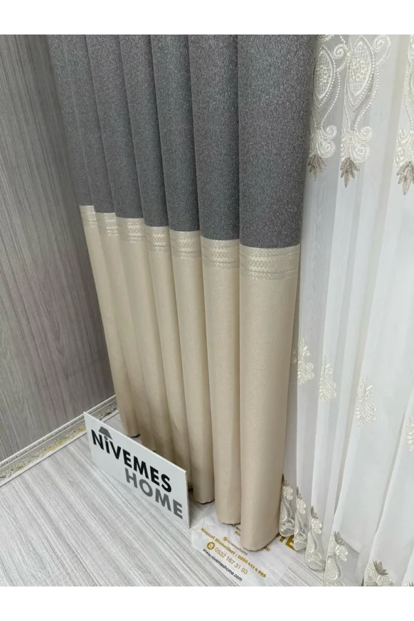 NİVEMESHOME MANAVGAT CREMA FT632113 V-113 1/3 TESSUTO GOFFRATO TENDA A STRATI