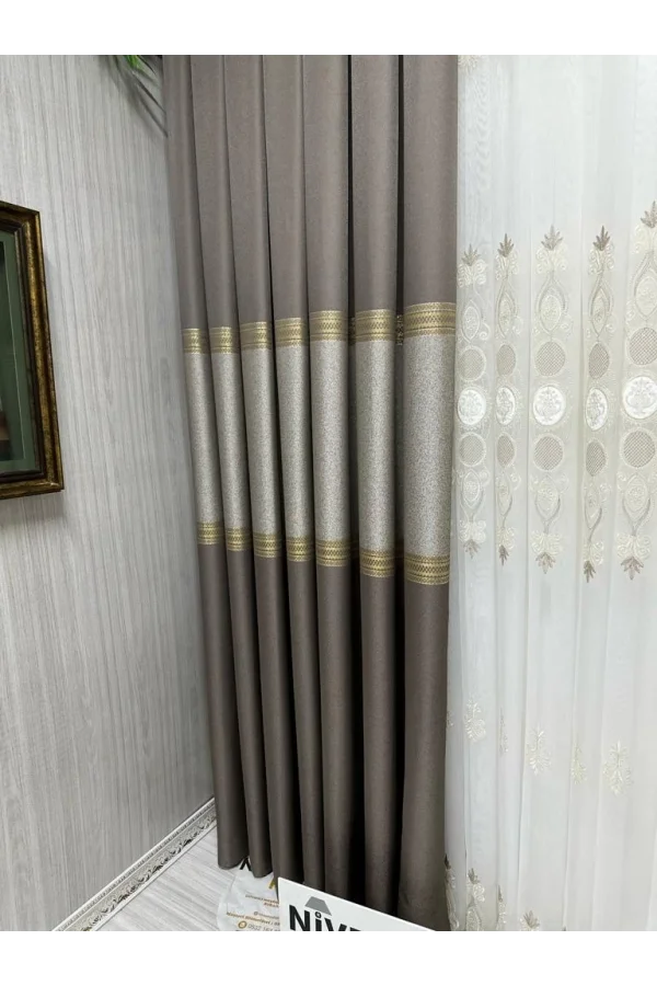 NİVEMESHOME МАНАВГАТ, ТОПРАК, FT632113, V-5301, 1/3, ПЛОТНАЯ ОСНОВАННАЯ ФОНОВАЯ ШТОРА APM