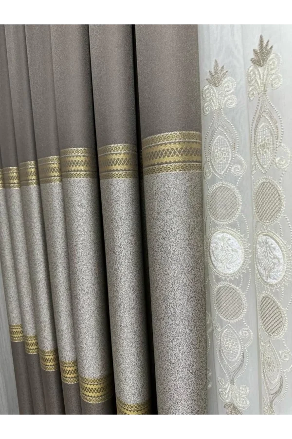 NİVEMESHOME МАНАВГАТ, ТОПРАК, FT632113, V-5301, 1/3, ПЛОТНАЯ ОСНОВАННАЯ ФОНОВАЯ ШТОРА APM