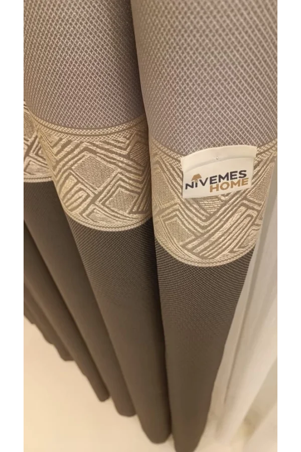NİVEMESHOME MARILYA ШТОРА ГРЕЙ/ЗОЛОТО 1/3 ПЛОТНЫЙ ПЛЮШ ШТОРА