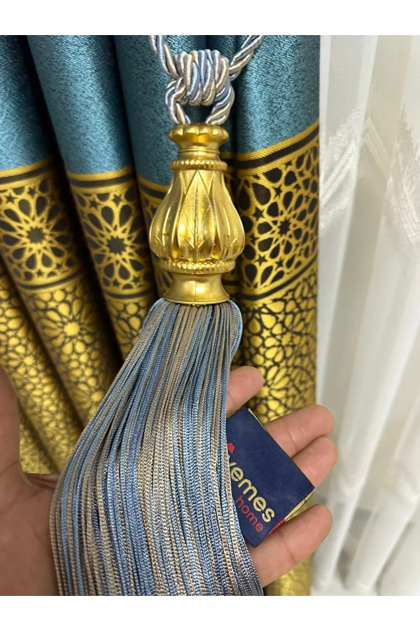 NİVEMESHOME SOFFITTO MISTO BLU E BEIGE CON FRANGIA RACCOLTA BRAÇOL