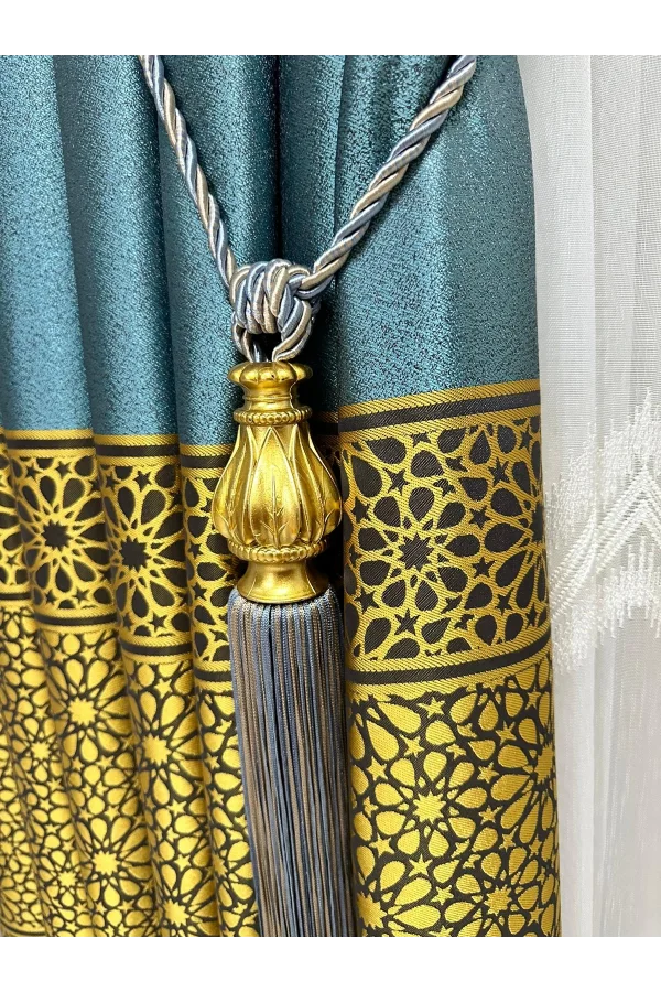 NİVEMESHOME SOFFITTO MISTO BLU E BEIGE CON FRANGIA RACCOLTA BRAÇOL