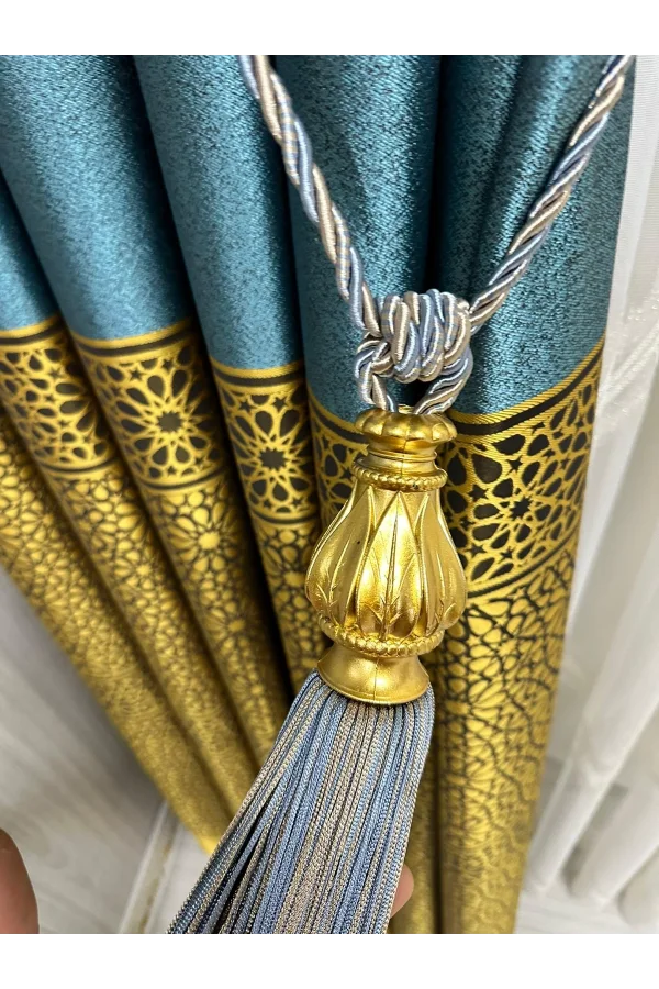 NİVEMESHOME SOFFITTO MISTO BLU E BEIGE CON FRANGIA RACCOLTA BRAÇOL