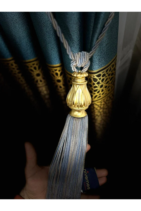 NİVEMESHOME SOFFITTO MISTO BLU E BEIGE CON FRANGIA RACCOLTA BRAÇOL