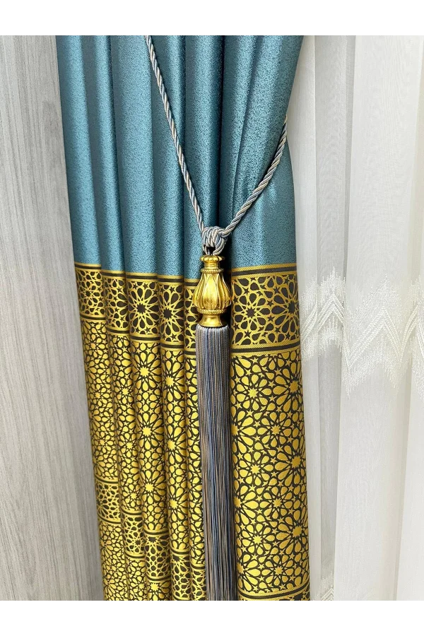 NİVEMESHOME SOFFITTO MISTO BLU E BEIGE CON FRANGIA RACCOLTA BRAÇOL