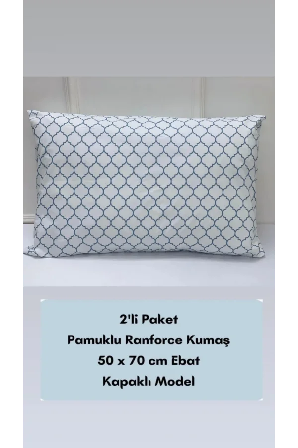 NİVEMESHOME MAVİ GEOMETRİK DESEN 2 Lİ YASTIK KILIFI KAPAKLI 50X70