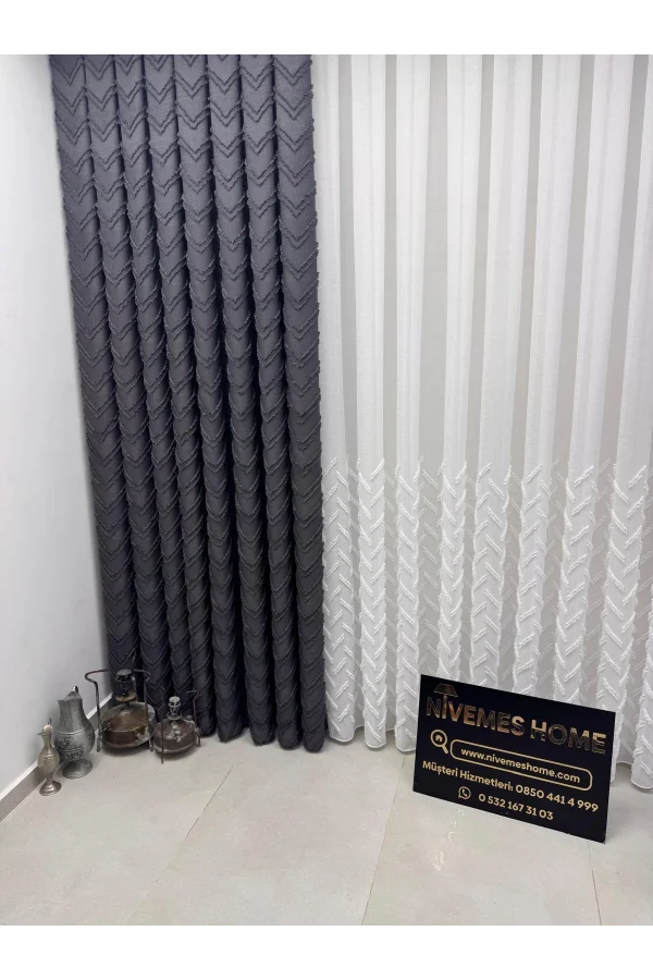 NİVEMESHOME MAGGIO 1-027P MEZZO PATTERN ECUR 1/2,5 PLISSE TUL TENDA