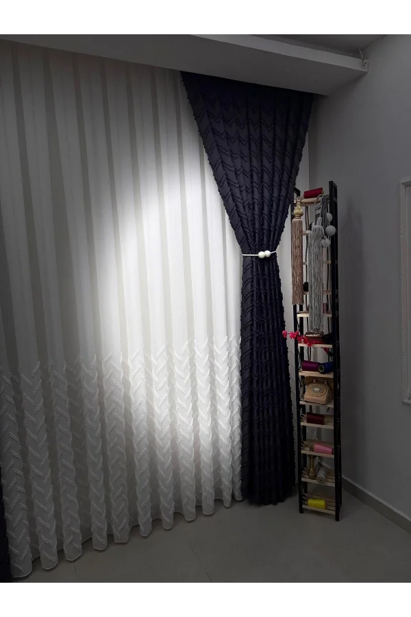NİVEMESHOME MAGGIO 1-027P MEZZO PATTERN ECUR 1/2,5 PLISSE TUL TENDA