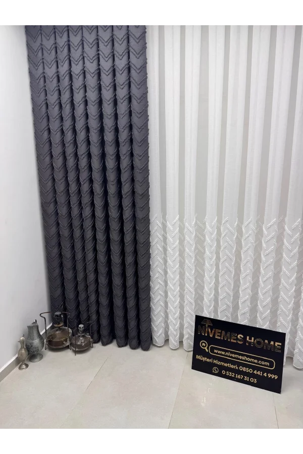 NİVEMESHOME MAGGIO 1-027P MEZZO PATTERN ECUR 1/2,5 PLISSE TUL TENDA