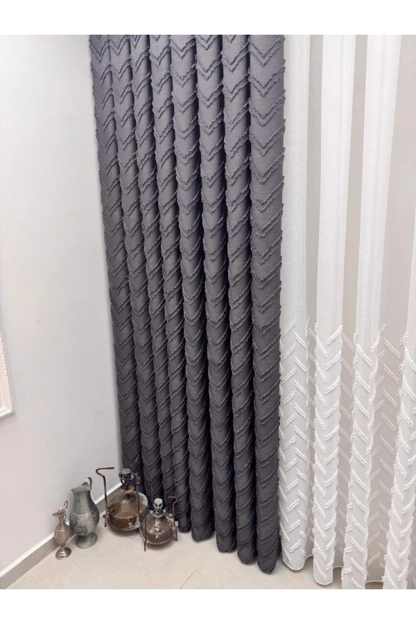 NİVEMESHOME MAGGIO 1-027P MEZZO PATTERN ECUR 1/2,5 PLISSE TUL TENDA