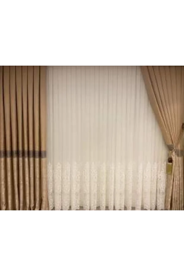 NİVEMESHOME MELİSA PANO TENDA A FONDO ORO 1/3 PLISSETTATO TENDA APM