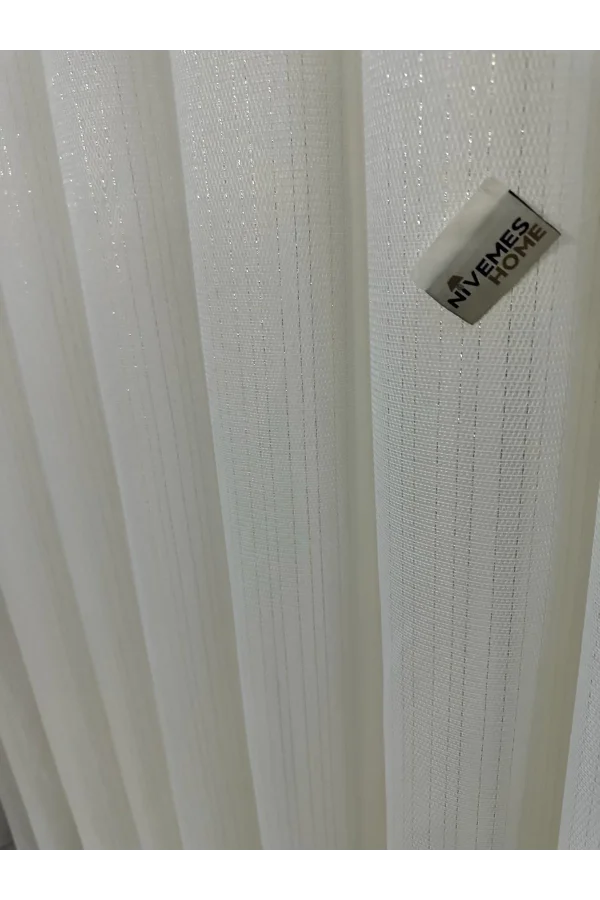 NİVEMESHOME MEVA GOLDGESTREIFTES 1/2,5 DICKES GEFALTERTES TÜLLVORHANG APM