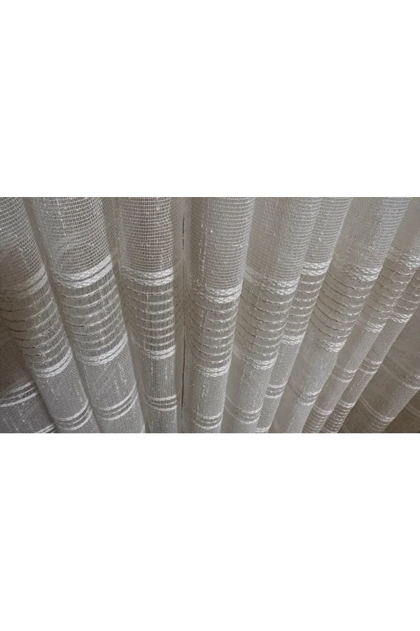 NİVEMESHOME MEVRA ALTIN ÇİZGİLİ 1/3 SIK PİLELİ TÜL PERDE APM