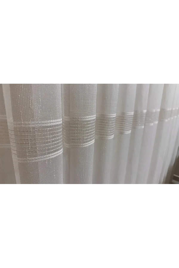 NİVEMESHOME MEVRA ALTIN ÇİZGİLİ 1/3 SIK PİLELİ TÜL PERDE APM