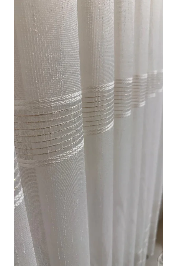 NİVEMESHOME MEVRA ALTIN ÇİZGİLİ 1/3 SIK PİLELİ TÜL PERDE APM