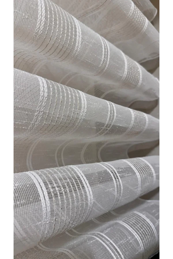 NİVEMESHOME MEVRA ALTIN ÇİZGİLİ 1/3 SIK PİLELİ TÜL PERDE APM