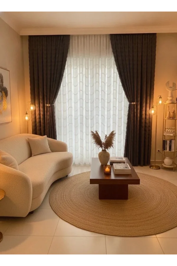 NİVEMESHOME MAGIC 1-0060 FULL PATTERN ECRU 1/3 LAYERED TULLE CURTAIN