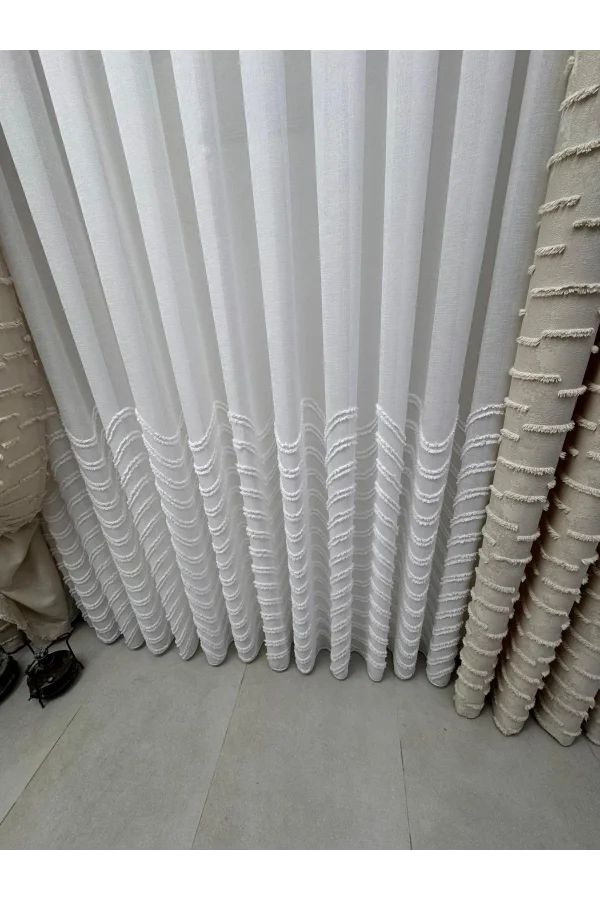 NİVEMESHOME MILA HALF PATTERNED 1/3 RUFFLED TULLE CURTAIN APM