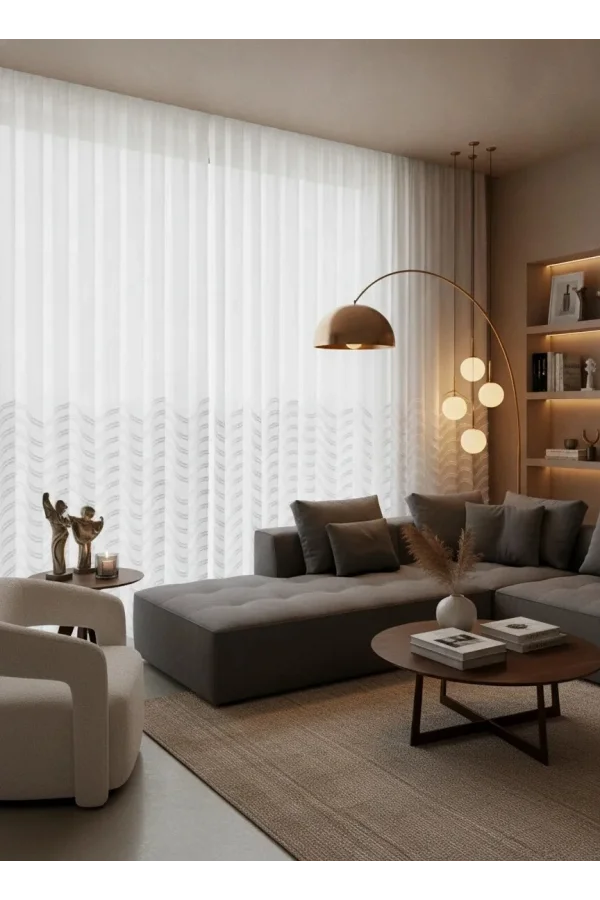 NİVEMESHOME MILA HALF PATTERNED 1/3 RUFFLED TULLE CURTAIN APM