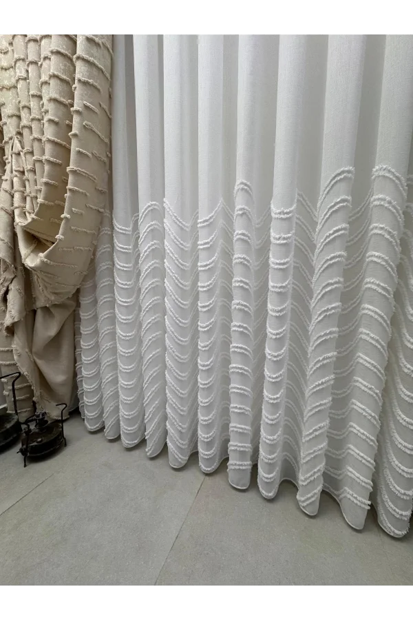 NİVEMESHOME MILA HALF PATTERNED 1/3 RUFFLED TULLE CURTAIN APM