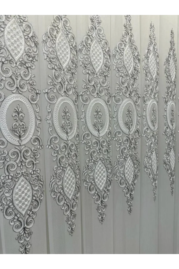 NİVEMESHOME MILANO 4014 SILBER DETAILLIERTES 1/3 DICHT GEFALTERTES VOILE-VORHANG APM